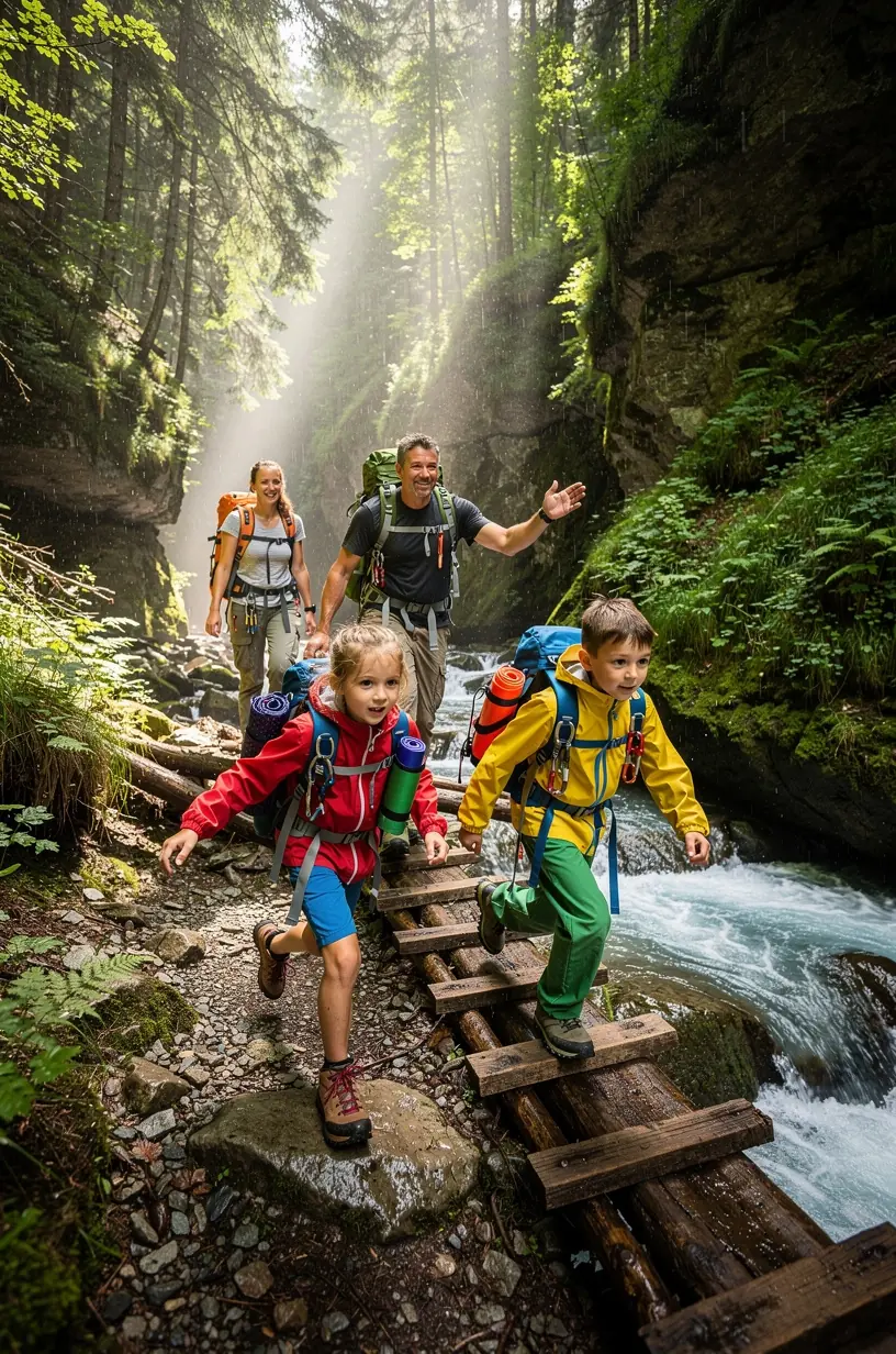 Turistický sprievodca ukazujúci skupine ľudí trasu vedúcu cez prírodnú scenériu Malej Fatry.